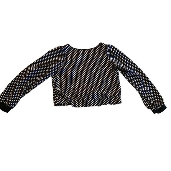 EUC Missy B Blouse with Open Back in Black with White Polka Dots - Picture 2 of 10